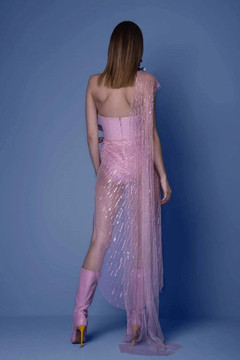 One Shoulder Beaded Tulle Dress One Shoulder Beaded Tulle Dress