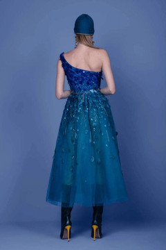 One Shoulder Beaded Tulle Dress One Shoulder Beaded Tulle Dress