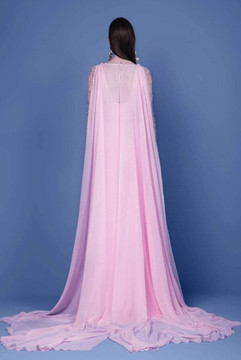 Beaded Stretch Body Chiffon Gown Beaded Stretch Body Chiffon Gown