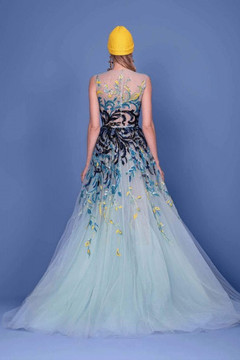 Georges Hobeika Sleeveless Beaded Tulle Illusion Gown - District 5