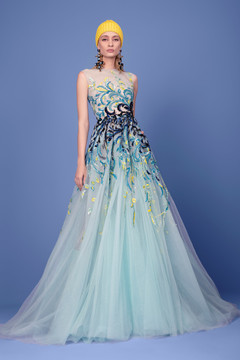 Beaded Tulle Illusion Gown