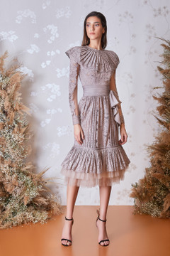 Long Sleeve Pleated  Dress