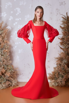 Long Sleeved Trumpet Gown