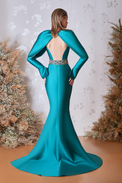 Long Sleeved Trumpet  Gown