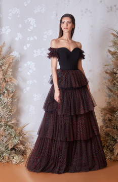Tiered Off Shoulder Gown Tiered Off Shoulder Gown