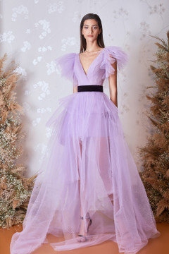 Cap Sleeve V-Neck Gown Cap Sleeve V-Neck Gown