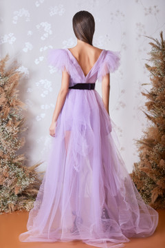 Cap Sleeve V-Neck Gown Cap Sleeve V-Neck Gown