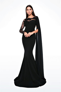 Long Sleeve Scuba Crepe Gown