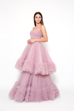 Sleeveless Tiered Tulle Gown