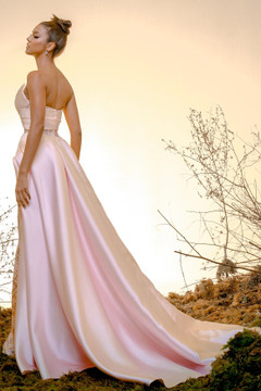 Silk Gazar Glitter Tulle Gown Silk Gazar Glitter Tulle Gown