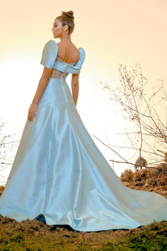 Short Sleeve Silk Gazar Gown Short Sleeve Silk Gazar Gown