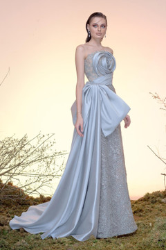 Silk Gazar and Lace Gown