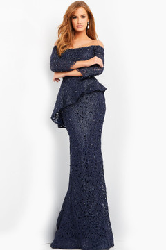 Lace Off the Shoulder Evening Gown