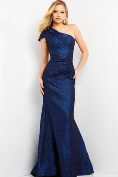 One Shoulder Metallic Gown