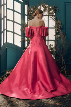 Off Shoulder Silk Mikado Gown