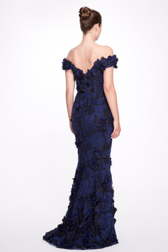 Floral Appliquéd Off the Shoulder Gown Floral Appliquéd Off the Shoulder Gown