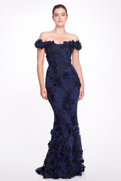 Floral Appliquéd Off the Shoulder Gown Floral Appliquéd Off the Shoulder Gown