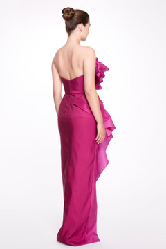 Draped Strapless Evening Gown