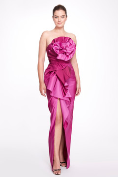 Draped Strapless Evening Gown