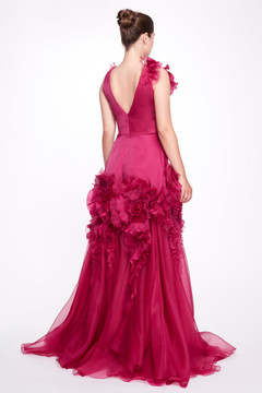 3D Floral Appliquéd Silk Gown 3D Floral Appliquéd Silk Gown