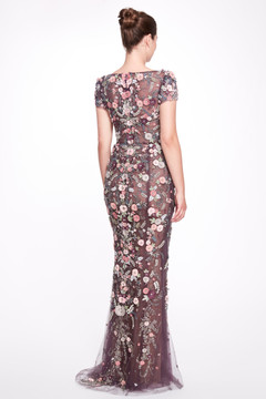 Floral Appliquéd Cap Sleeve Gown Floral Appliquéd Cap Sleeve Gown