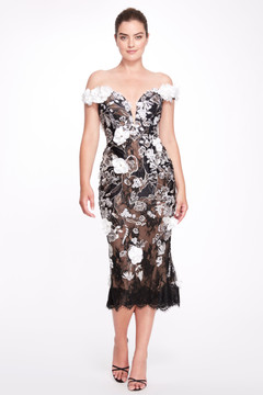 Floral Appliquéd Sweetheart Midi Dress Floral Appliquéd Sweetheart Midi Dress