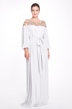 Embellished Illusion Neckline Caftan Embellished Illusion Neckline Caftan
