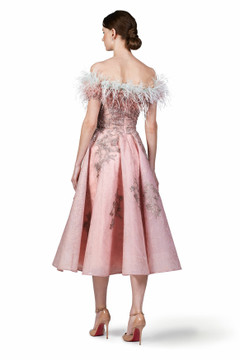 Feathered Embellished Tea Dress Feathered Embellished Tea Dress