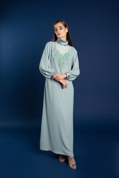 Tara Pearl and Feather Embellished  Kaftan