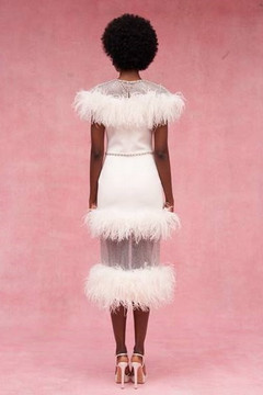 Enid Feathered Illusion Dress