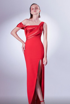 One Shoulder  Slit Gown