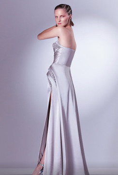 Strapless Embellished Slit Gown Strapless Embellished Slit Gown