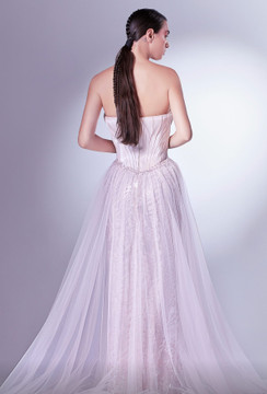 Strapless Gown with Tulle Overskirt Strapless Gown with Tulle Overskirt