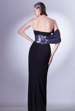 Draped Sleeve Slit Gown Draped Sleeve Slit Gown