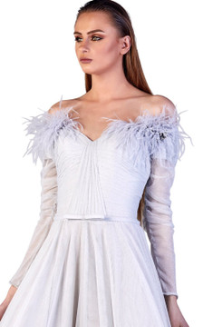 Off Shoulder Feather Detail Off Shoulder Feather Detail