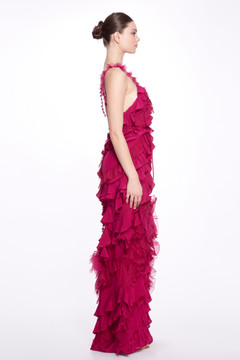 Ruffled Column Gown