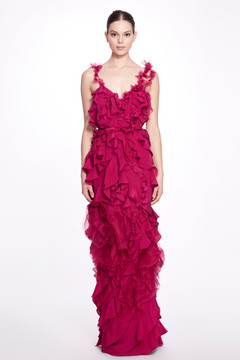 Ruffled Column Gown