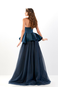 Peplum Strapless Gown