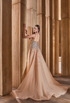 Gold High Slit Gown Gold High Slit Gown