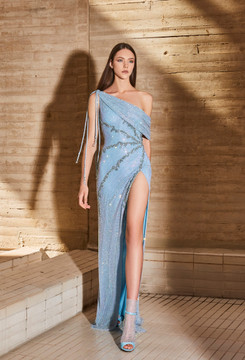 Topaz Crystal Mesh Gown