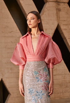 Coral Pink Two Piece Gown Coral Pink Two Piece Gown