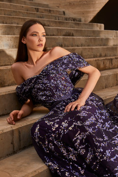 Purple Off The Shoulder Gown