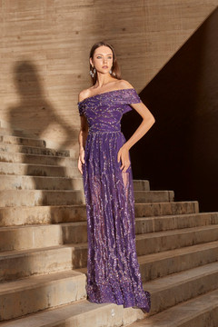 Off The Shoulder Purple Gown