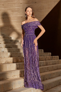 Off The Shoulder Purple Gown