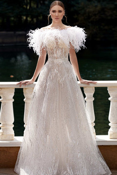 Feather and Sequin Gown Feather and Sequin Gown
