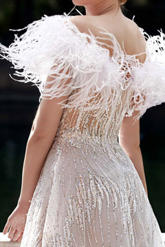 Feather and Sequin Gown