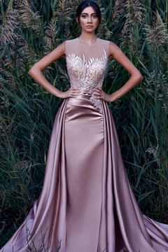 Illusion Neck Pink Gown