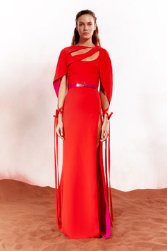 Cape Cut Out Evening Gown