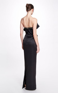 Black Strapless Satin Gown