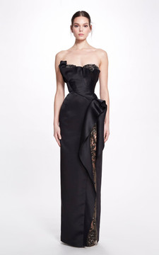 Black Strapless Satin Gown